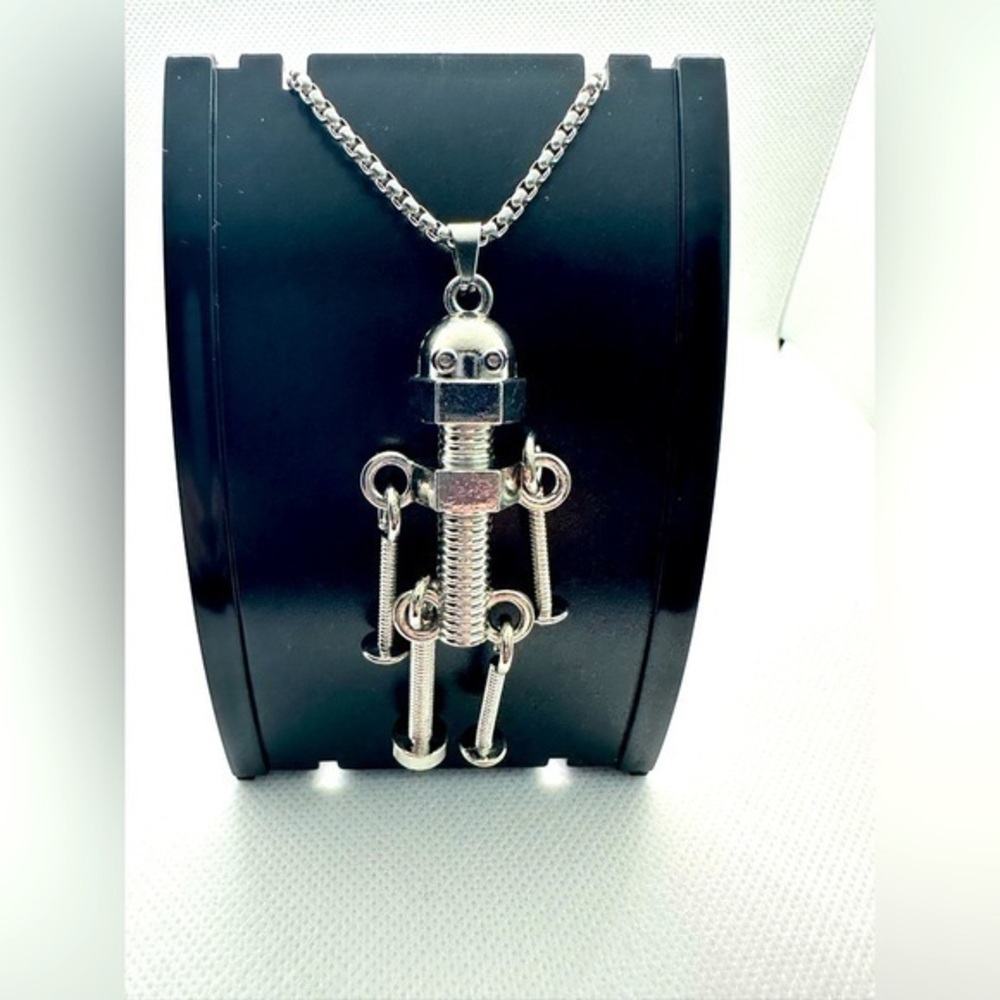 Robot nuts and bolts necklace pendant 🦕